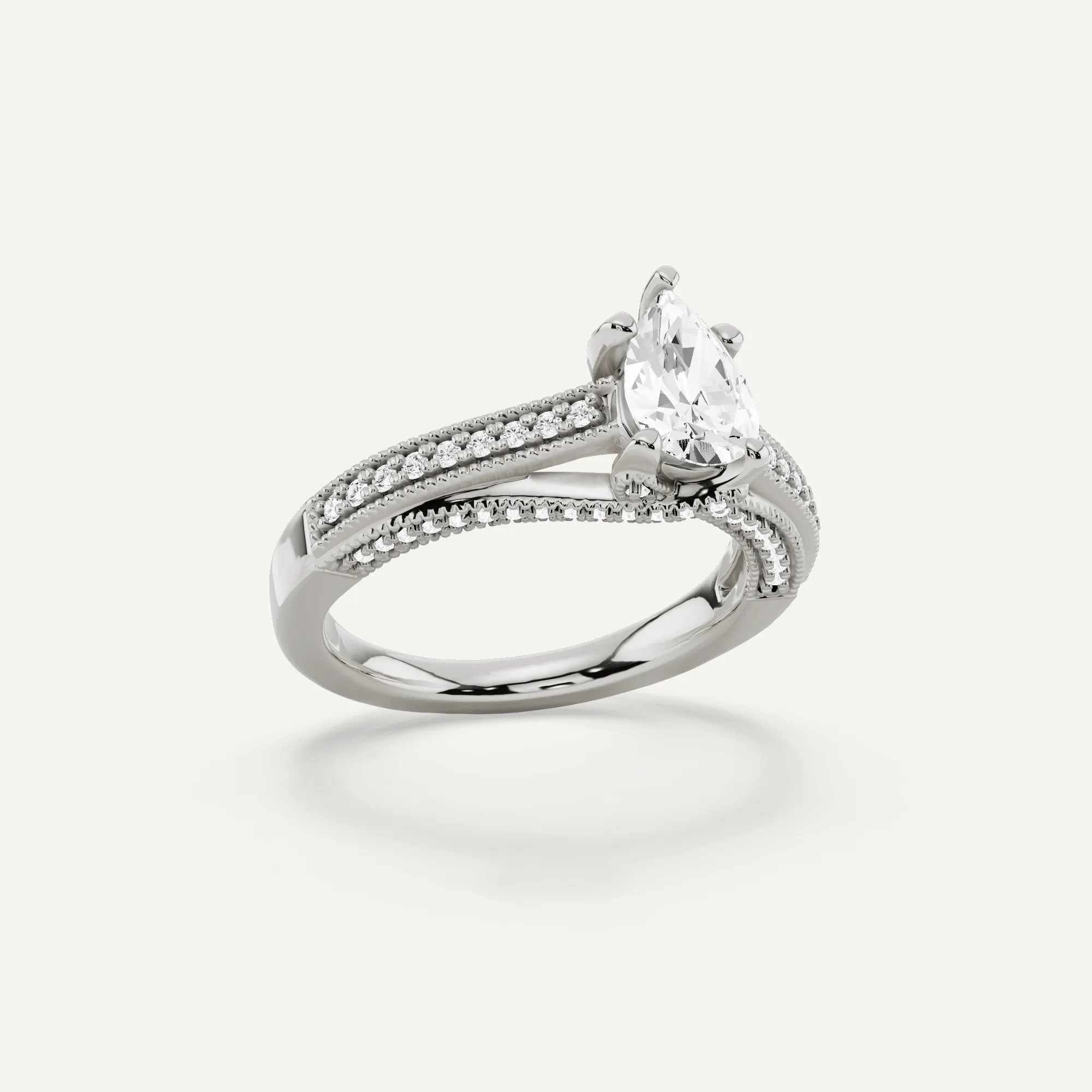 1 ctw Pear Diamond Luxe Side Stone Engagement Ring