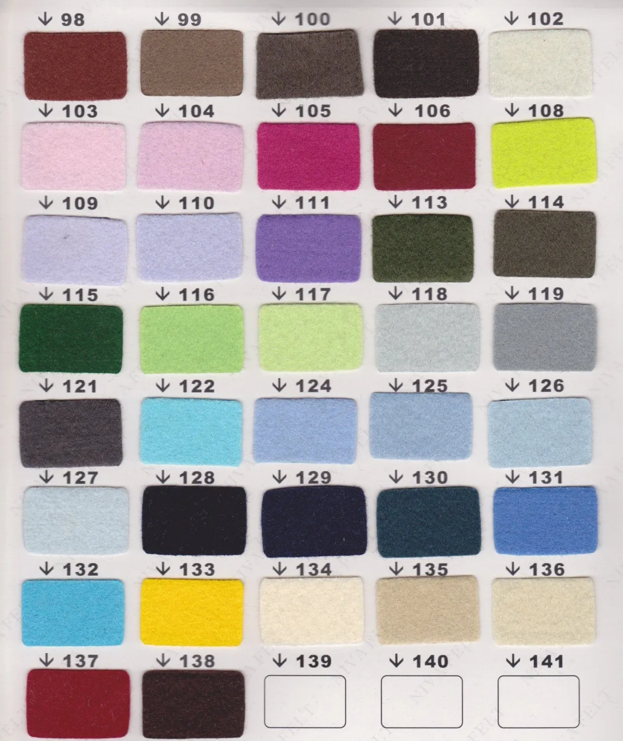 1 meter Polyester Felt|39inch|1.1 yard|140 colors|1mm|W|SW|1-138