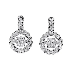 10KT White Gold & Diamond Classic Book New Rhythm Of Love Fashion Earrings  - 1/6 ctw