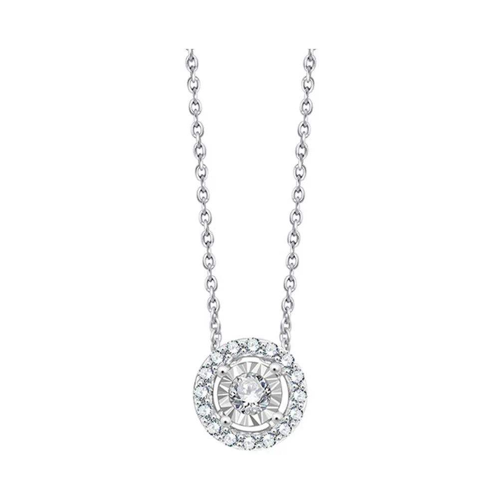 14KT White Gold & Diamond Solitaire Pendant -  1/3 ctw