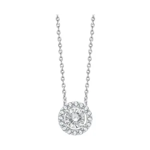 14KT White Gold & Diamond Solitaire Pendant -  1/3 ctw