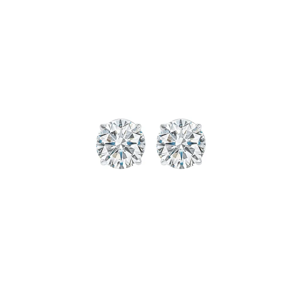 14KT White Gold & Diamond Solitaire Stud Earring -  1/3 ctw