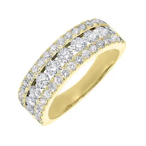 14KT Yellow Gold & Diamond Classic Book 3 Row Fashion Ring  - 1-1/2 ctw