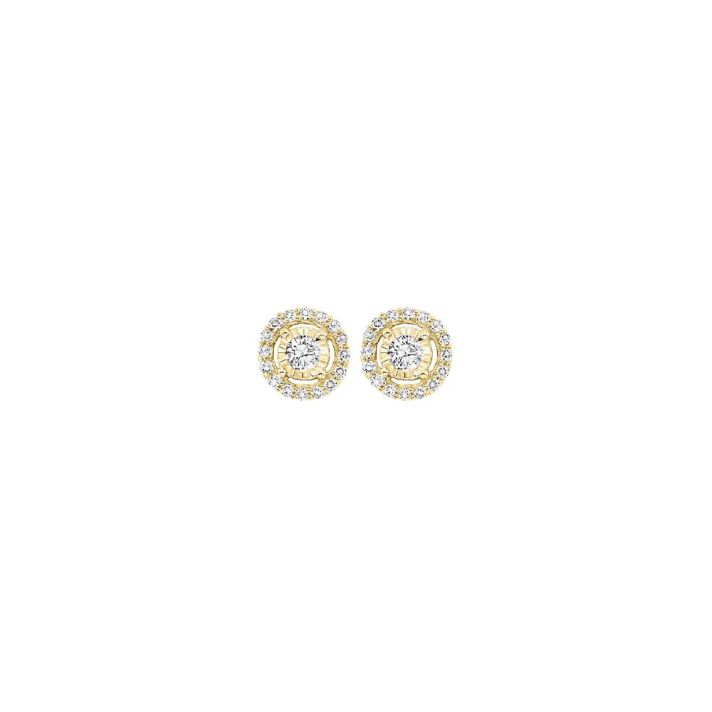 14KT Yellow Gold & Diamond Tru Reflection Fashion Earrings  - 1/4 ctw