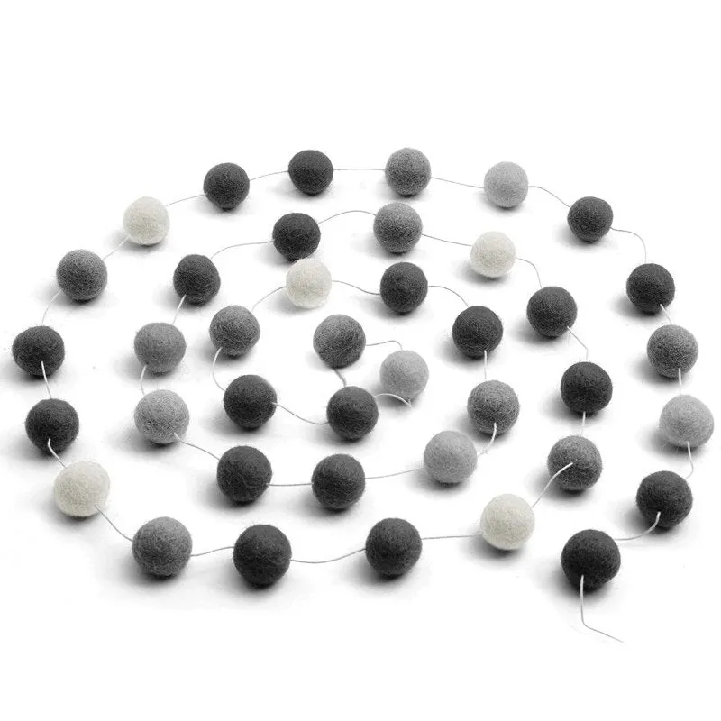 1.5 cm Wool Felt Balls: Black White Gray, Felted Balls, DIY Garland Kit, Wool Felt Balls, Felt Pom Pom, Handmade, Custom Felt Balls