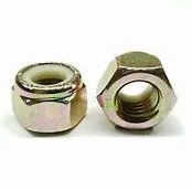 1"-14 Grade 8 Nylon Lock Nuts - Yellow Zinc - Fine Thread - 5 Pack