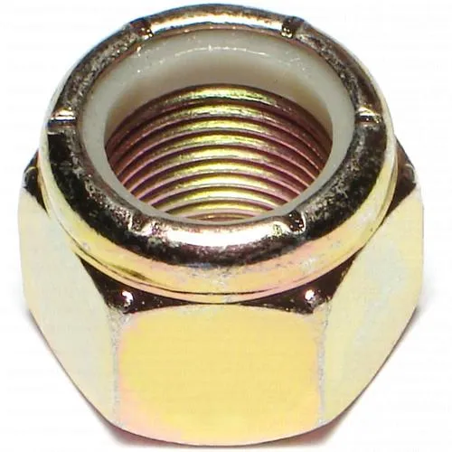 1"-14 Grade 8 Nylon Lock Nuts - Yellow Zinc - Fine Thread - 5 Pack