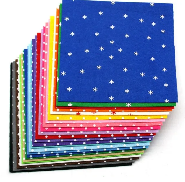 24 Pcs Dot Felt Sheets - Square Felt Supplier, Felt Shop - Thick Felt Fabric, Sewing, Doll Making, Needlework Projects - Art Craft Supplies