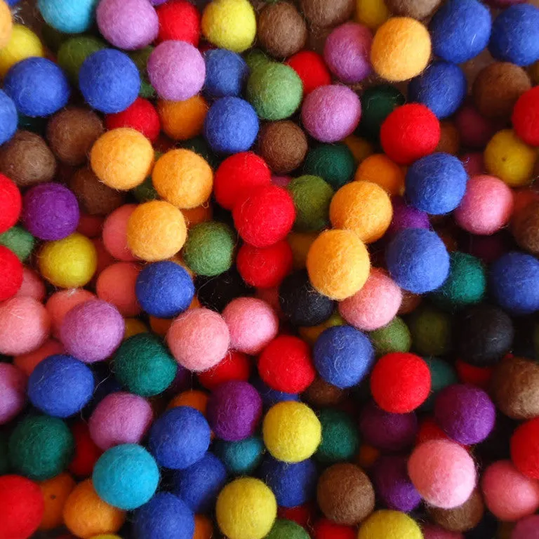 3 CM Felt Balls Assorted Colours