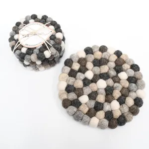 4 Coasters and a Trivet Set - Grey Stones