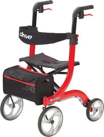 4 Wheel Rollator drive™ Nitro Red Adjustable Height / Folding Aluminum Frame - Drive Medical  Mfr# RTL10266