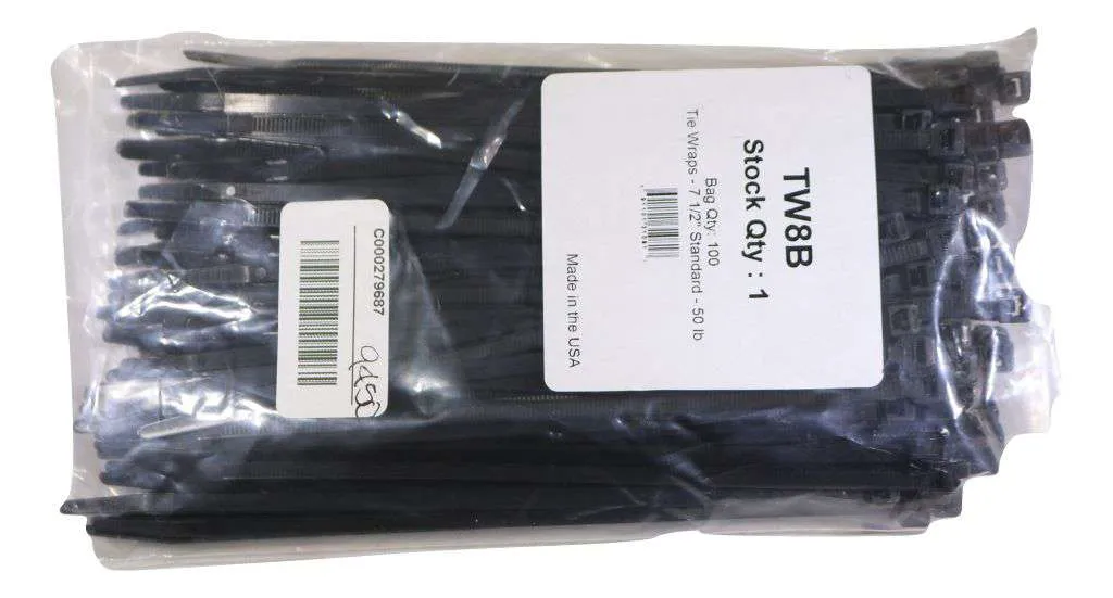 7.5" Cable Ties Nylon Zip Cable Ties 50 lb | 100 pack