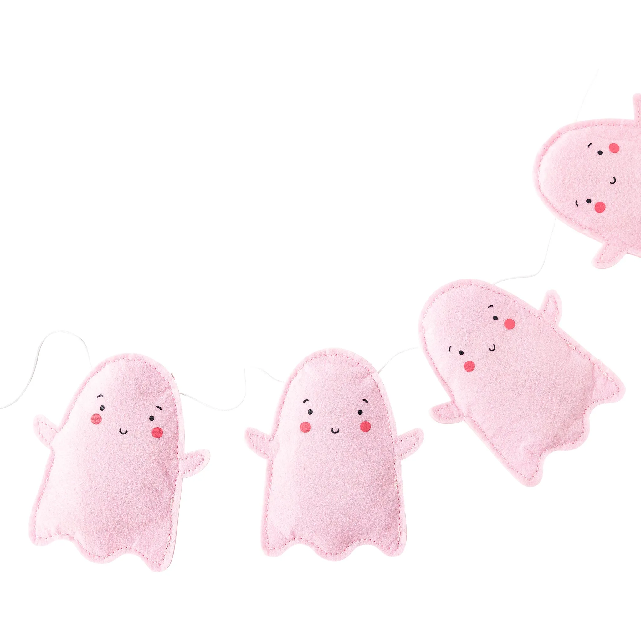 A Little Ghoul Puffy Pink Felt Ghost Banner - Occasions by Shakira