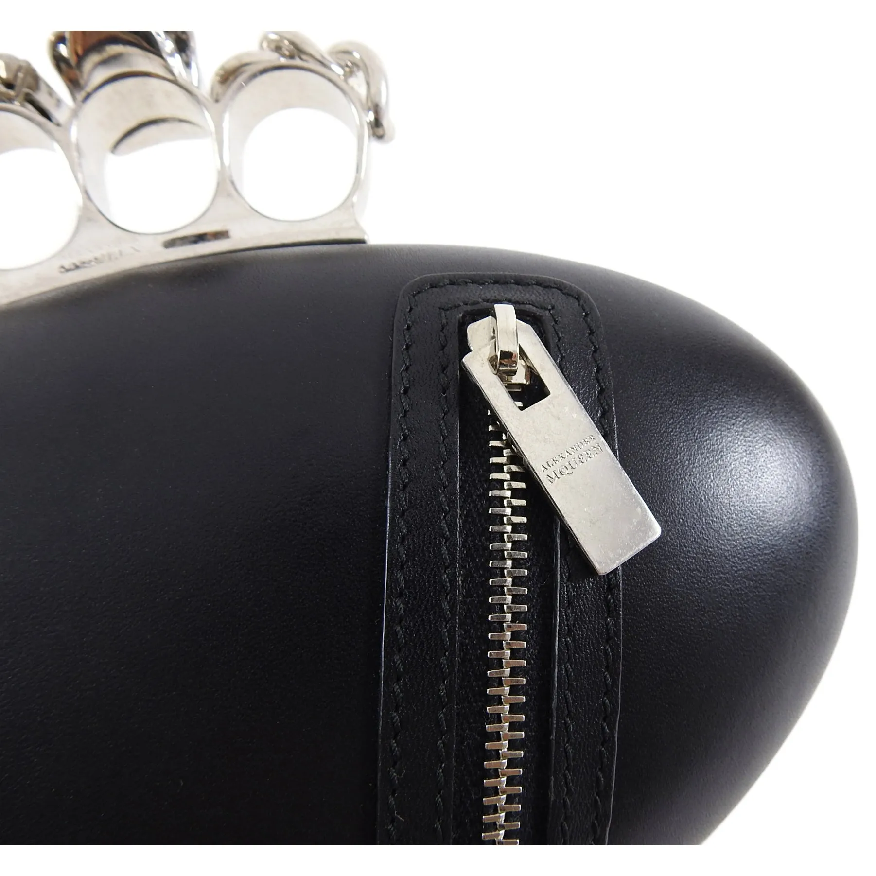 Alexander McQueen Black Knuckle Duster Zipper Clutch Bag