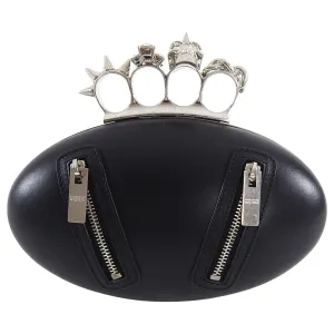 Alexander McQueen Black Knuckle Duster Zipper Clutch Bag