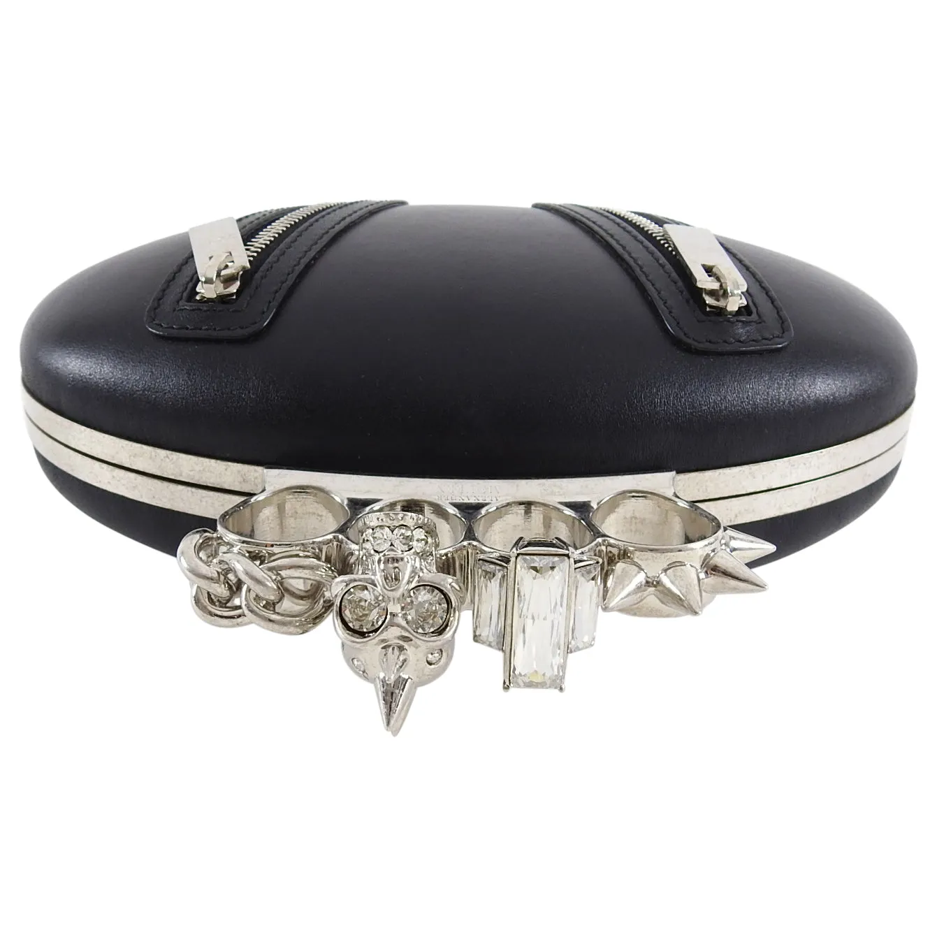 Alexander McQueen Black Knuckle Duster Zipper Clutch Bag