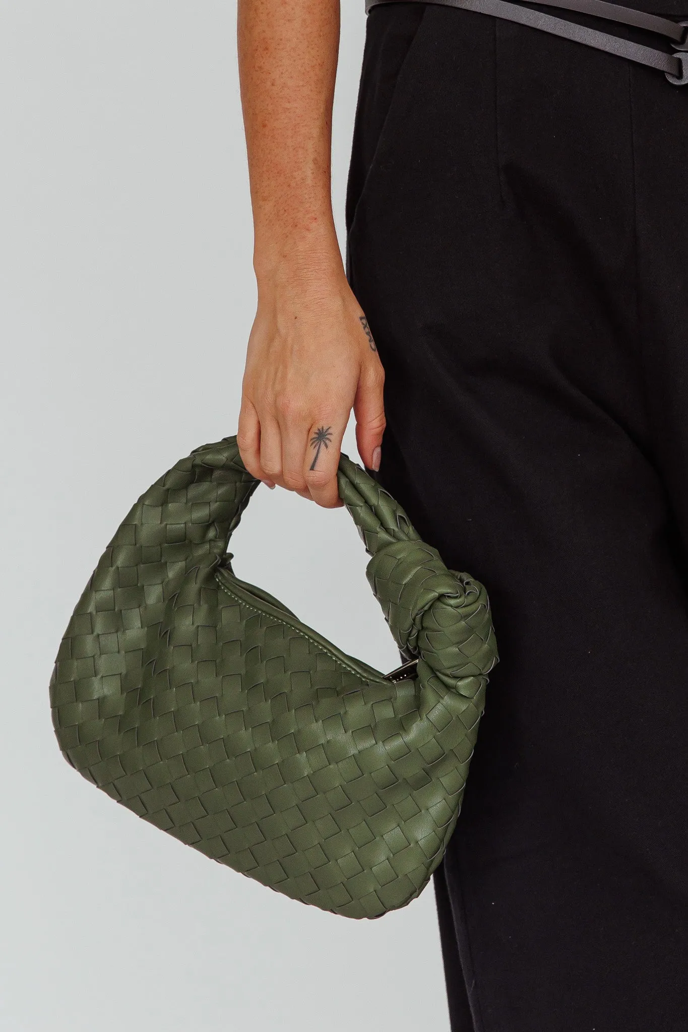 Ani Woven Knot Handbag Moss