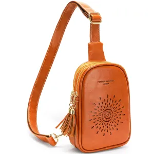 APHISON Sunflower Small Sling Bag Fanny Packs Cell Phone Purse Vegan Leather Crossbody Bags Gifts for Women Men Teen Girls Brown