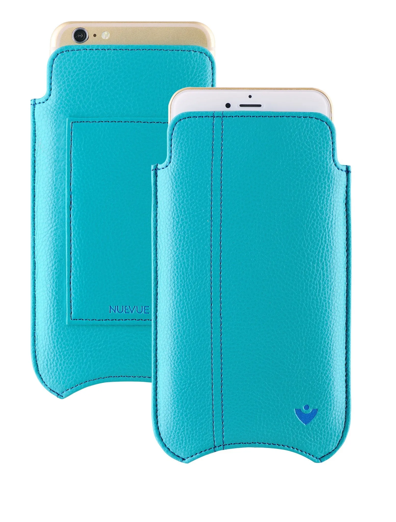 Apple iPhone 12 Pro Max Wallet Case in Teal Blue Vegan Leather | Screen Cleaning Sanitizing Lining