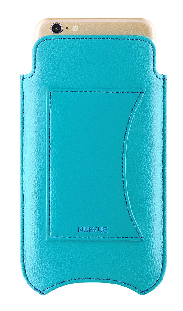 Apple iPhone 12 Pro Max Wallet Case in Teal Blue Vegan Leather | Screen Cleaning Sanitizing Lining