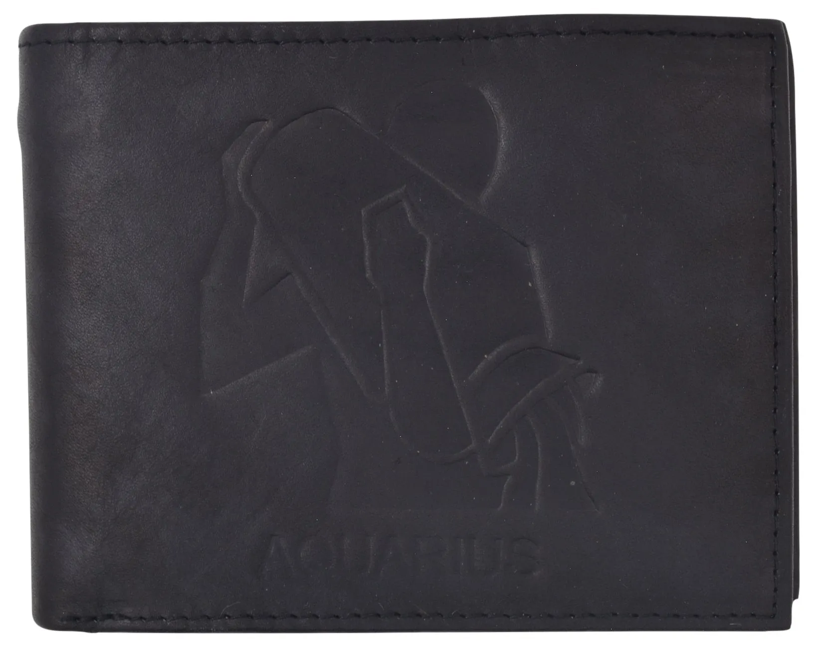 Aquarius Zodiac Sign Bifold Trifold Genuine Leather Men's Wallets