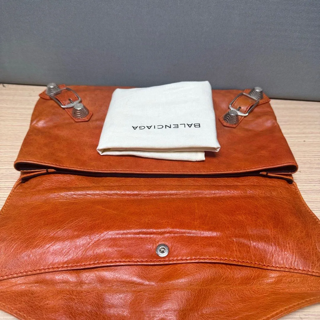 Balenciaga Leather Clutch Bag With Pocket Mirror