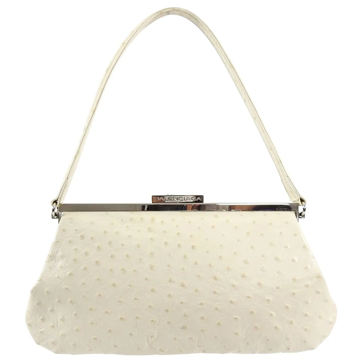 Balenciaga Vintage Ivory Ostrich Small Frame Bag