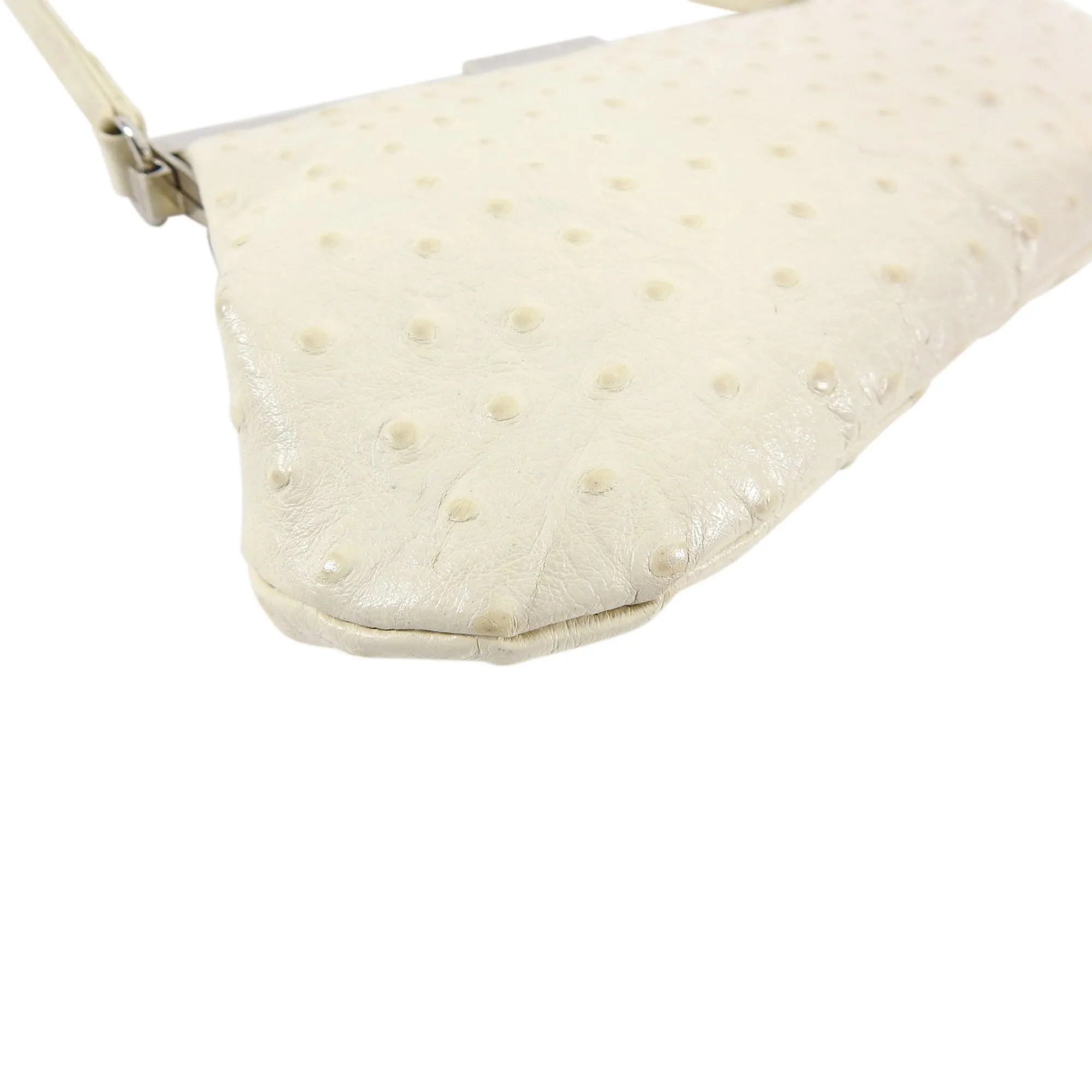 Balenciaga Vintage Ivory Ostrich Small Frame Bag