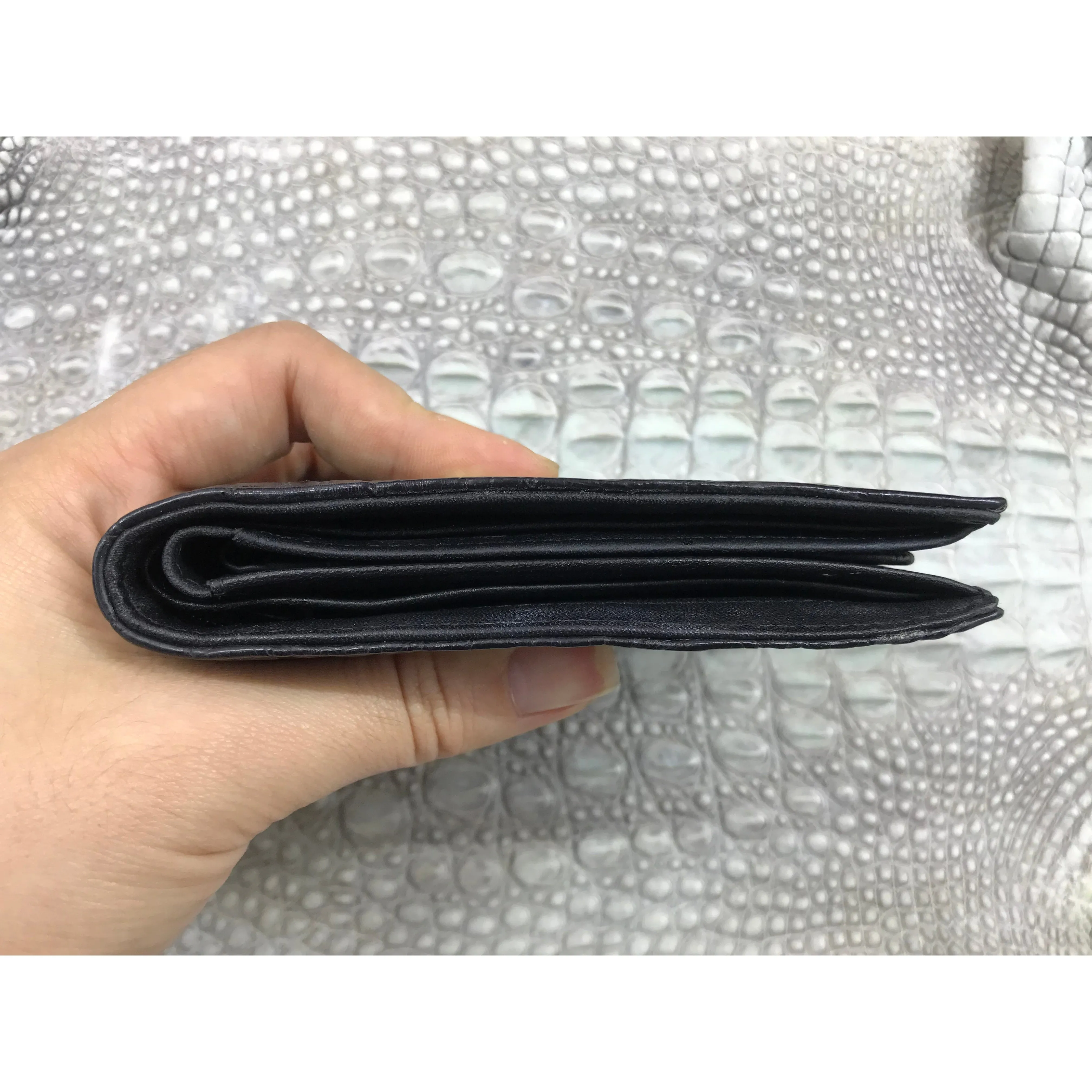 Black Alligator Skin Bifold Wallet For Men | Handmade Crocodile Leather Wallet RFID Blocking | VL5735