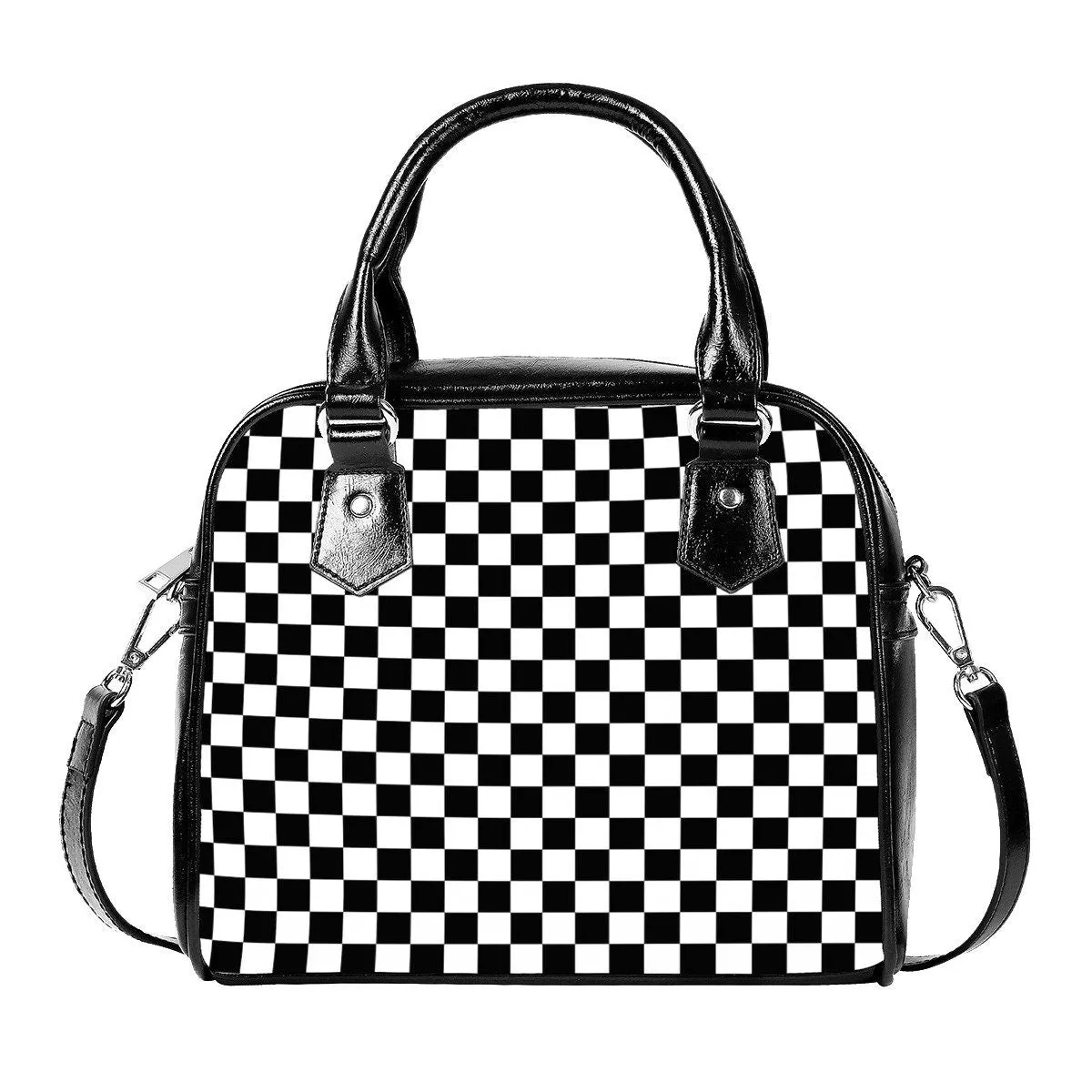 Black Checker Purse, Checker handbag, Women's handbag, Women's Purse, Retro handbag, Black and White Handbag, Chic Black purse,Black handbag