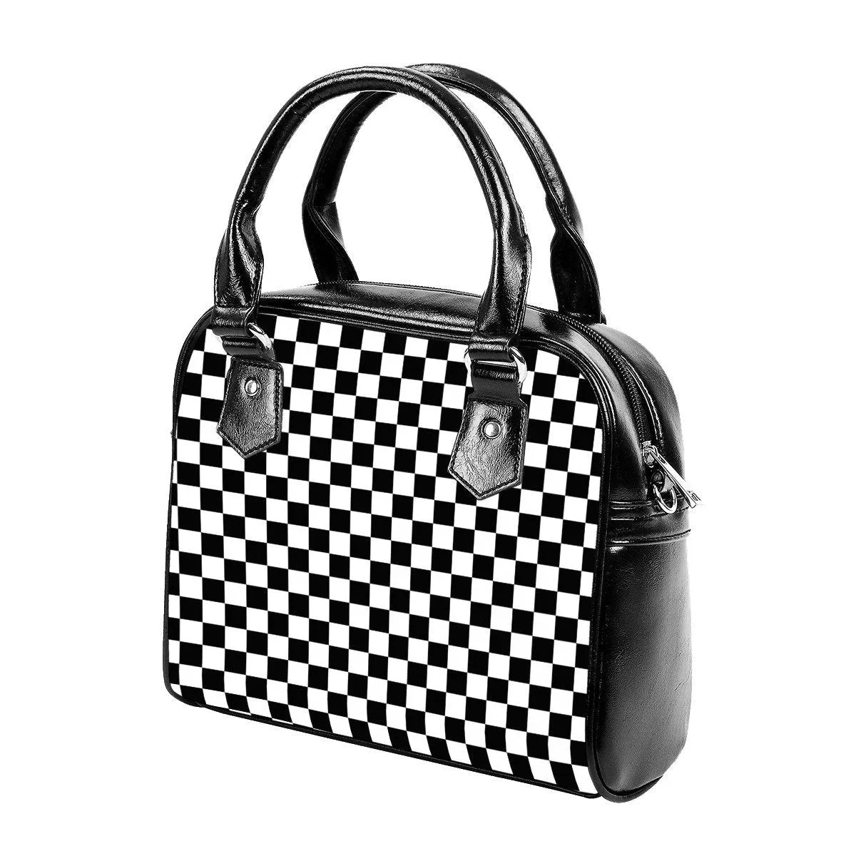 Black Checker Purse, Checker handbag, Women's handbag, Women's Purse, Retro handbag, Black and White Handbag, Chic Black purse,Black handbag