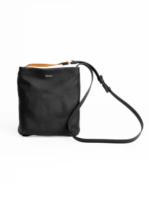 Black Secondskin Leather Messenger Bag