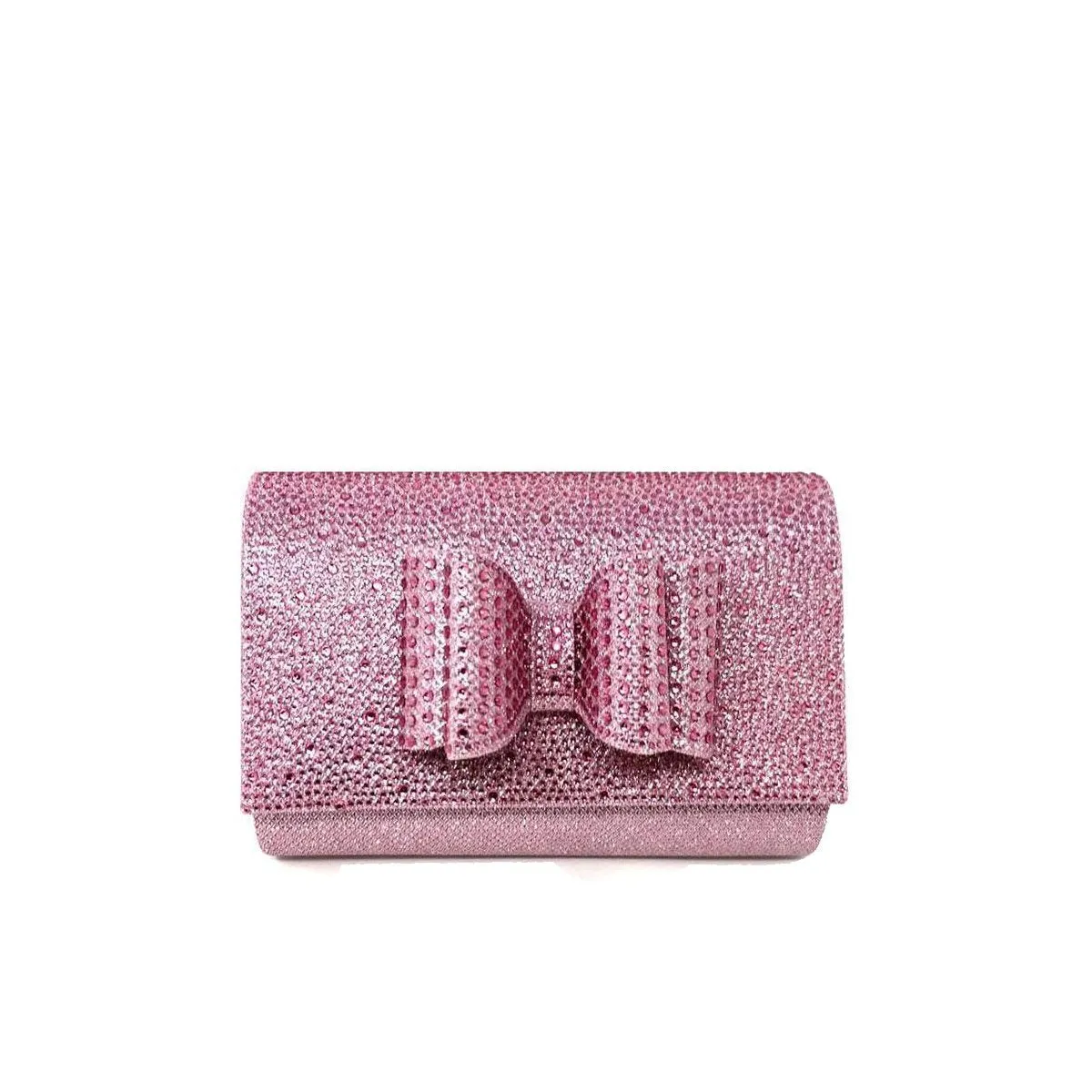 Blossom Bow Trim Glitter Clutch