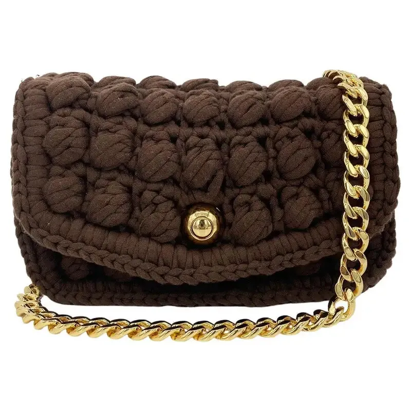 Bottega Veneta Brownie Classic Brown Crochet Flap Bag