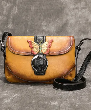 Boutique Yellow Rub color Paitings Calf Leather Satchel Handbag