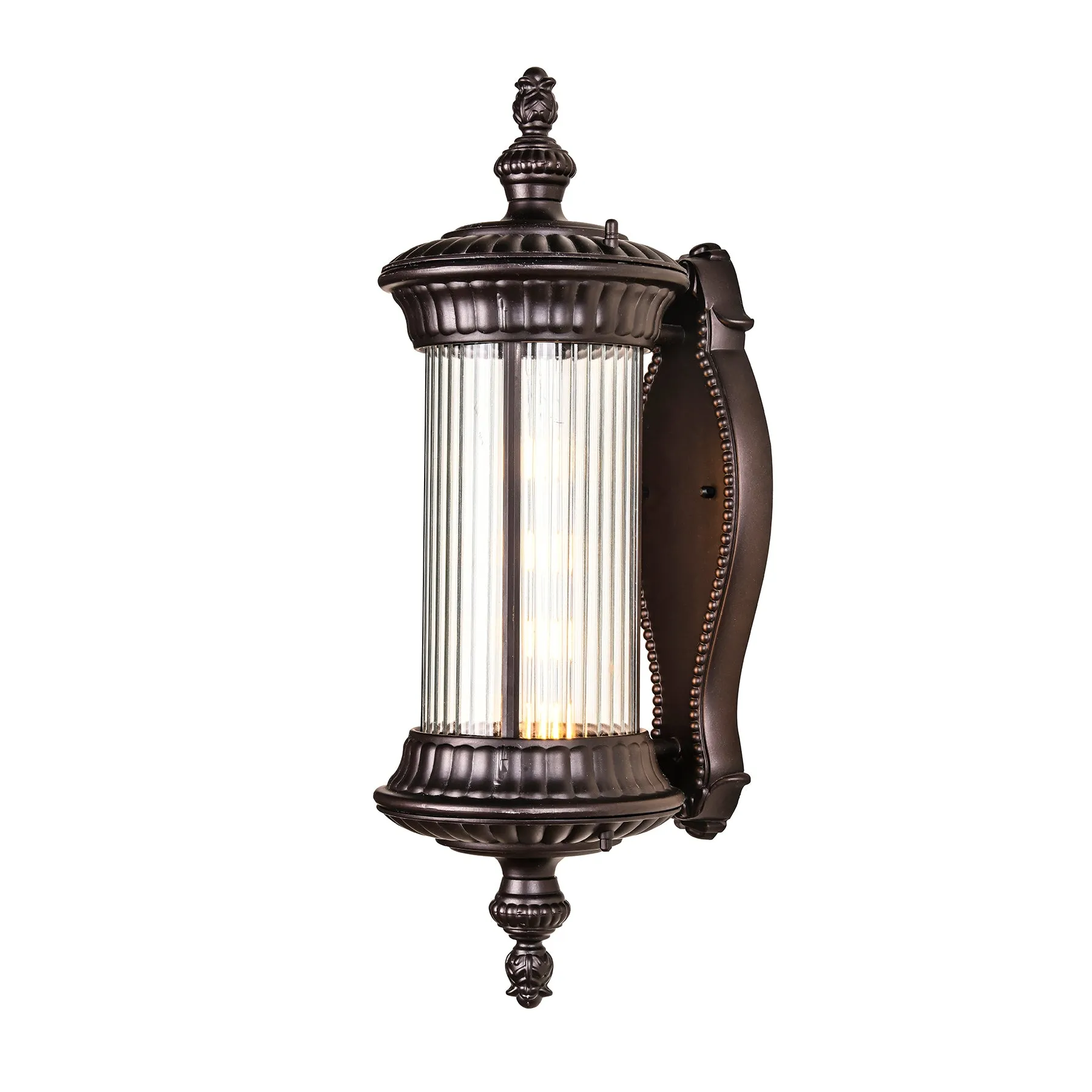 Bradford Small Bronze with Textured Glass Traditional Outdoor Coach Light