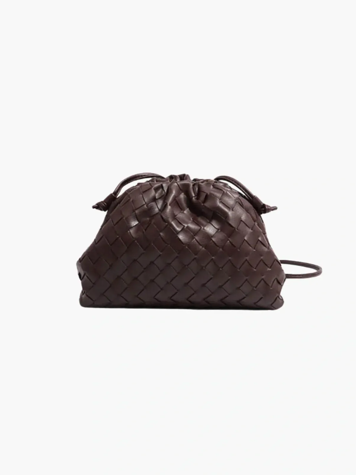 Braided Faux Leather Drawstring Bag