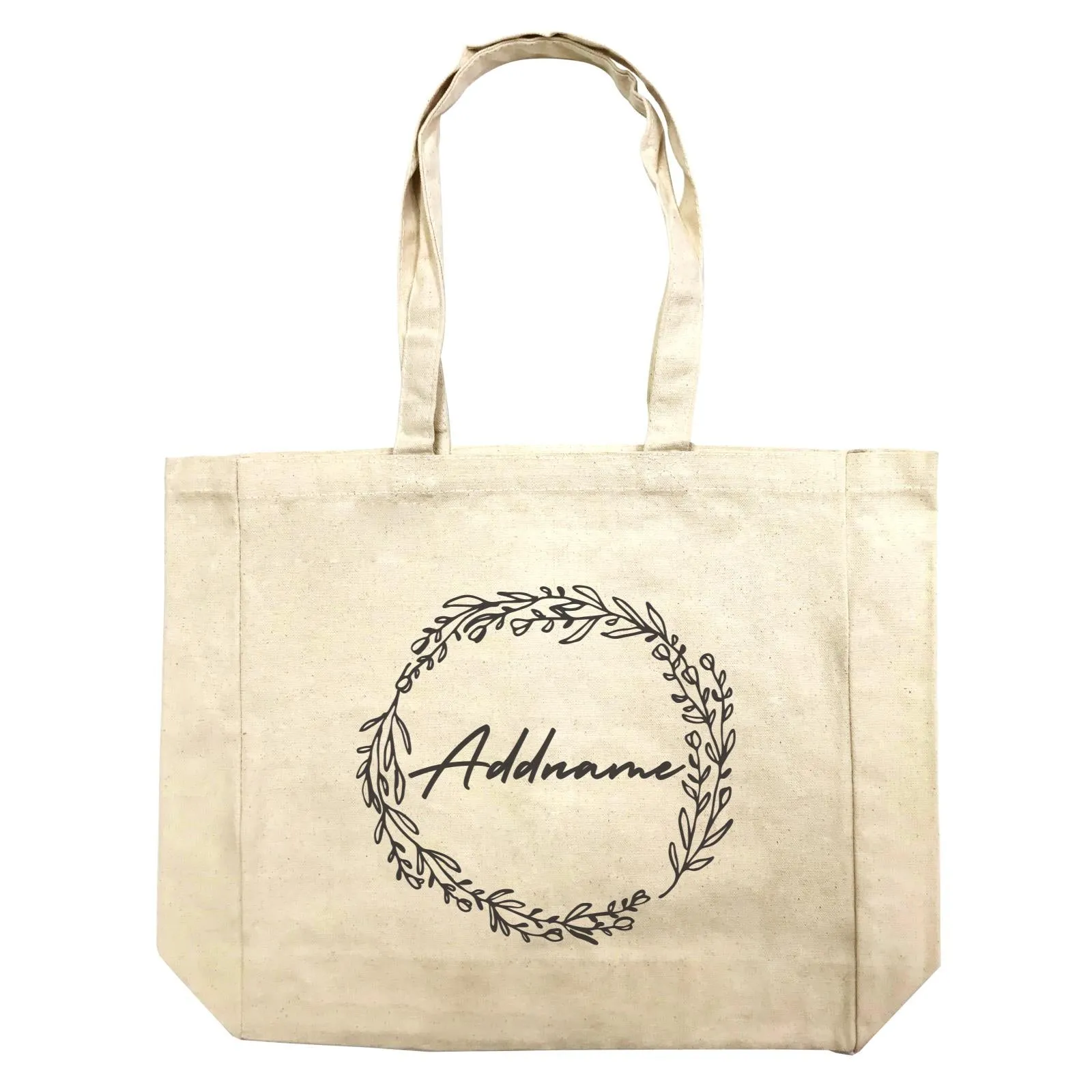 Bridesmaid Monochrome Leaves Wreath Addname Shopping Bag