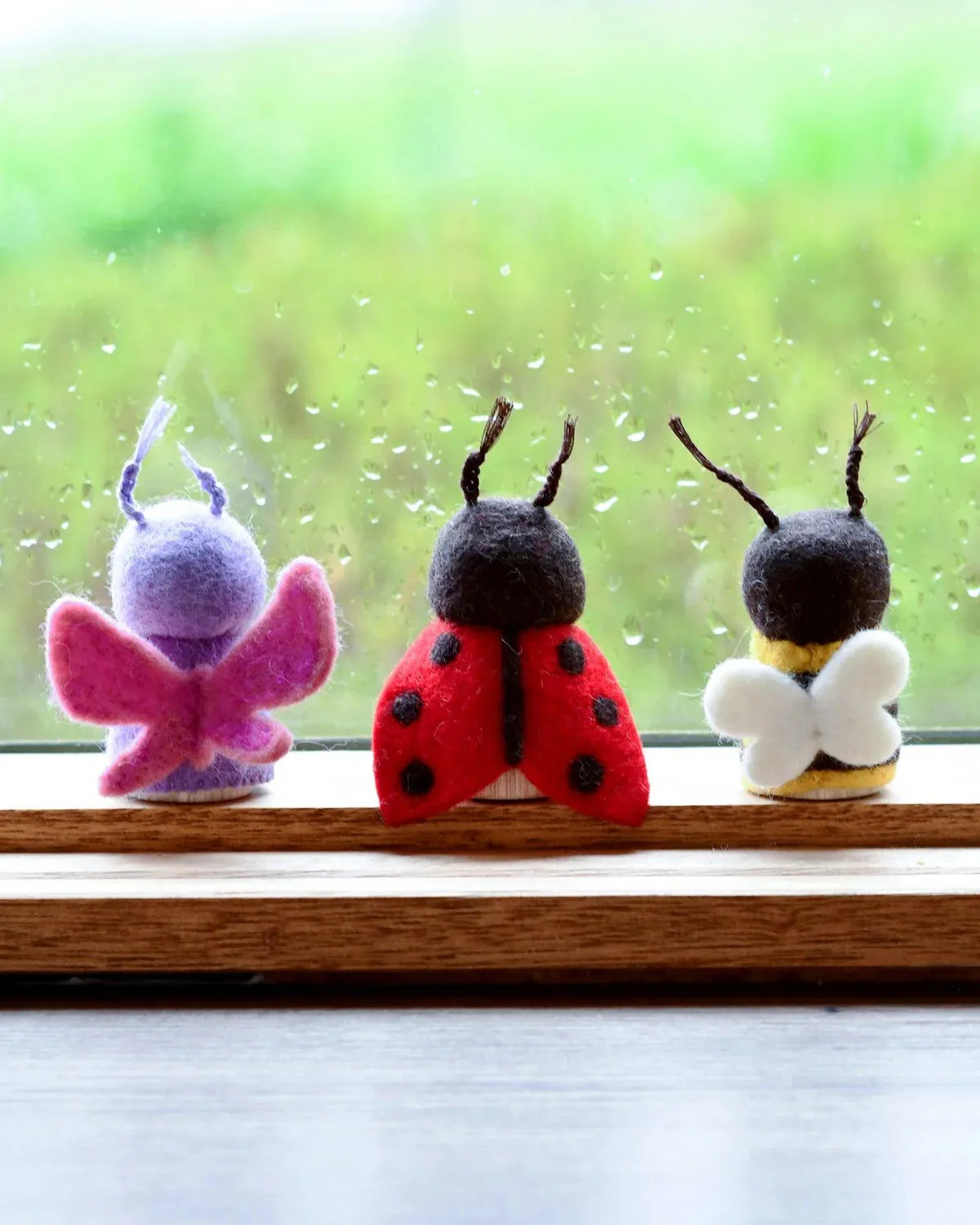 Bugs Peg Dolls Set, Bee, Ladybug and Butterfl