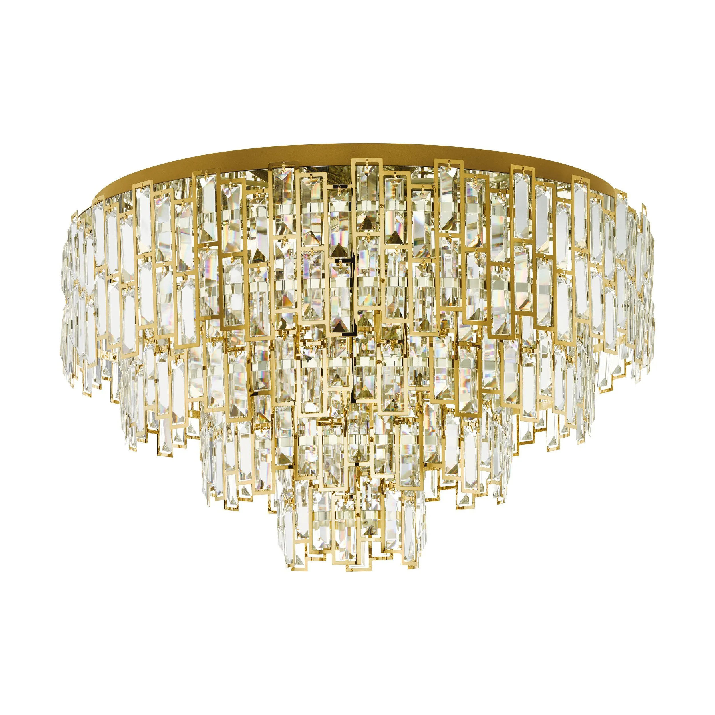 Calmeilles 78cm 10 Light Brass and Crystal Classic Feature Close to Ceiling