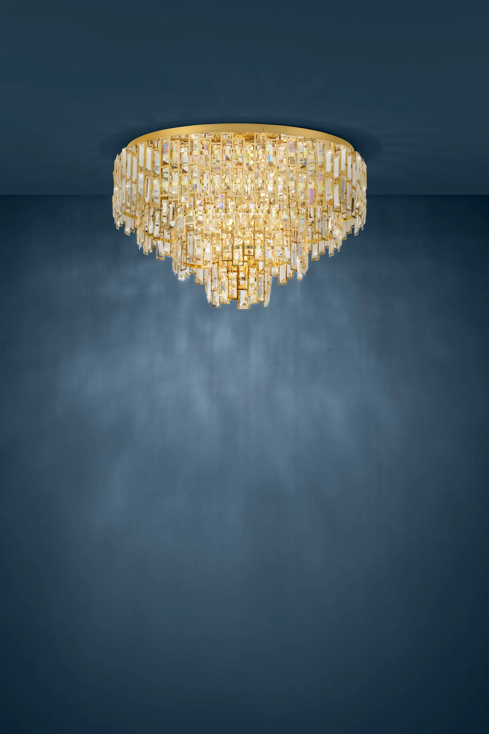 Calmeilles 78cm 10 Light Brass and Crystal Classic Feature Close to Ceiling