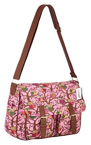 Canvas Owl Print Satchel Bag