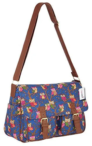 Canvas Owl Print Satchel Bag