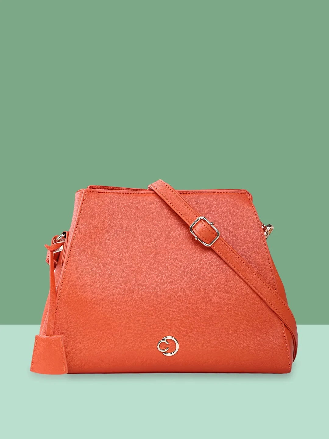 Caprese Milan Satchel Small Solid Women'S Handbag Orange