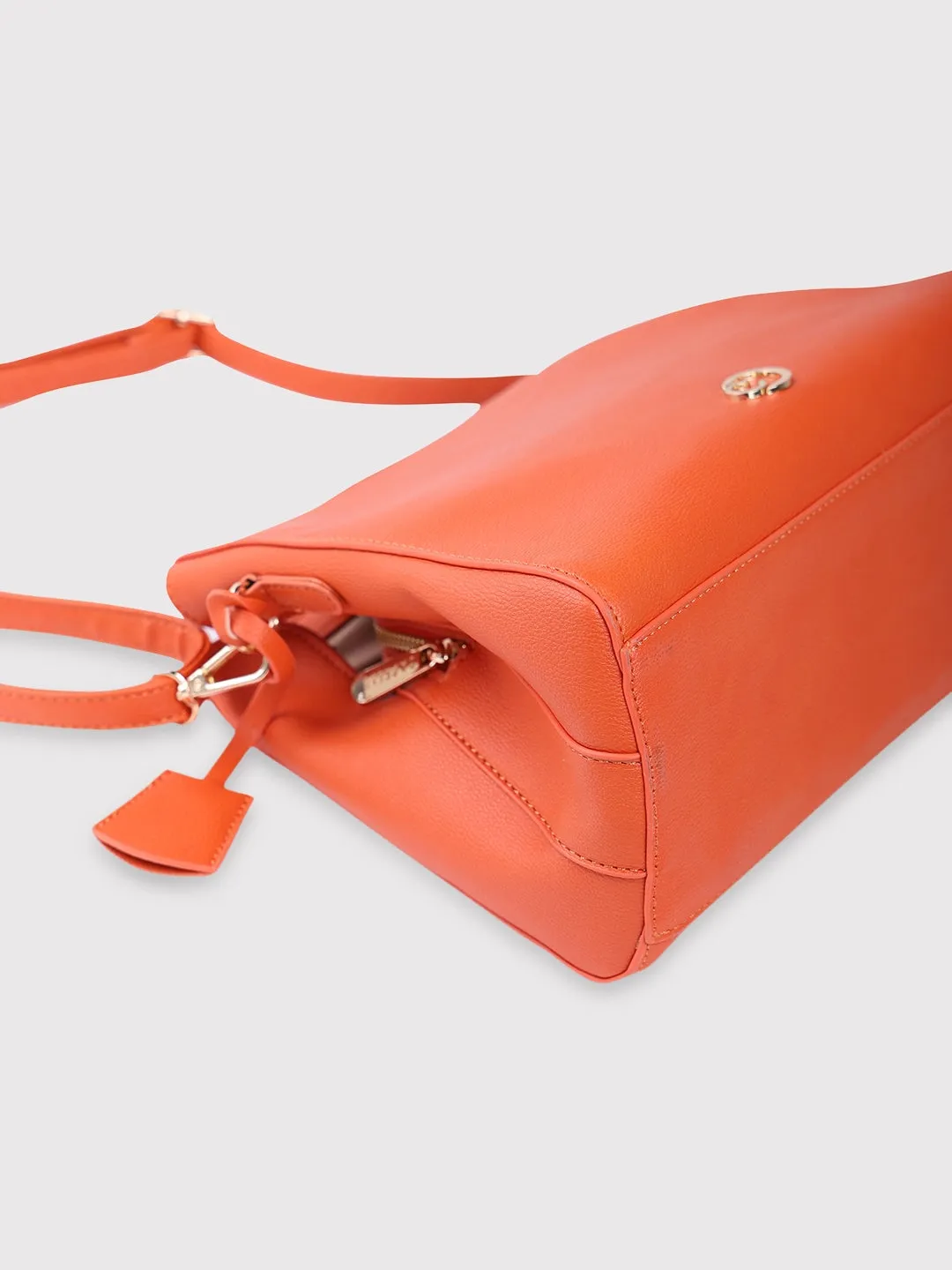 Caprese Milan Satchel Small Solid Women'S Handbag Orange