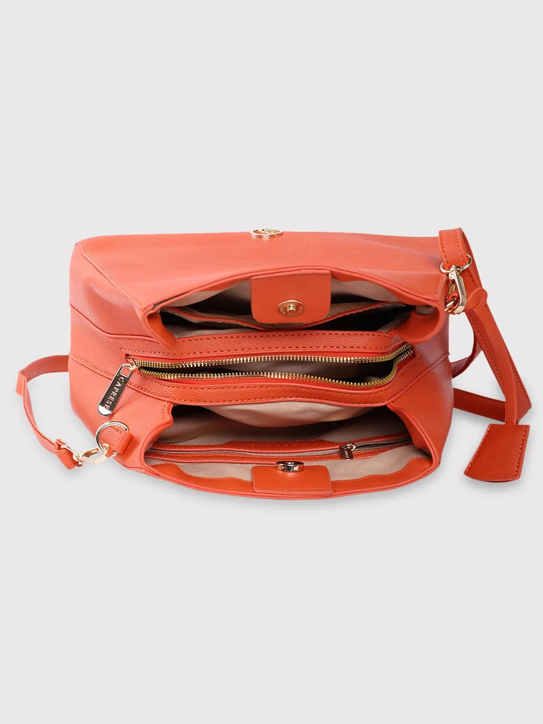 Caprese Milan Satchel Small Solid Women'S Handbag Orange