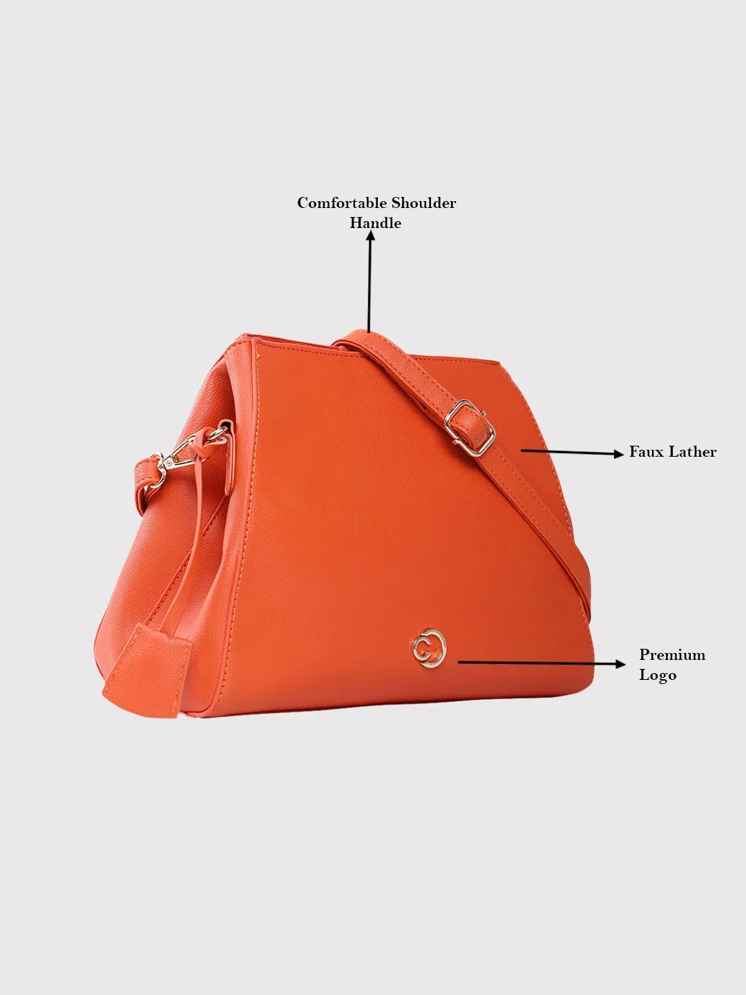 Caprese Milan Satchel Small Solid Women'S Handbag Orange