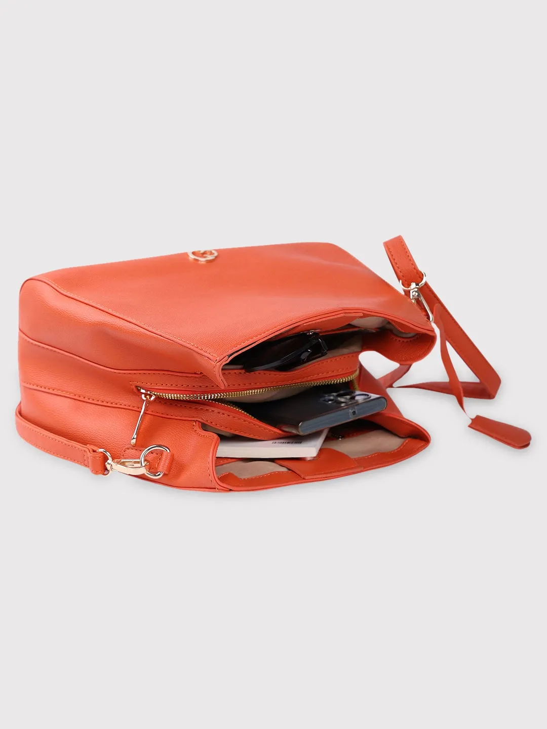 Caprese Milan Satchel Small Solid Women'S Handbag Orange