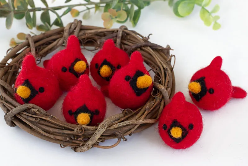 Cardinal Felt Birds- SET OF 3 or 5