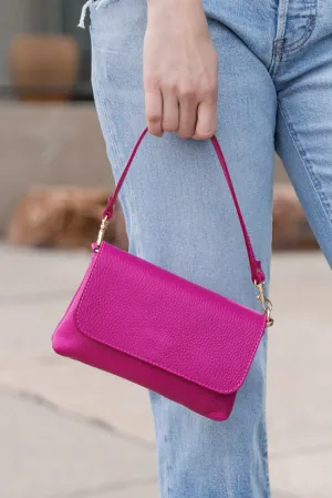 Cece Leather Crossbody/Clutch, Fuchsia